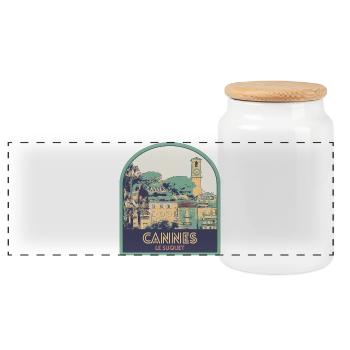 Le Suquet district in Cannes in France - Panoramic Cookie Jar with Wooden Lid - white - Front