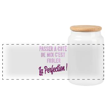 Passer à côté de moi c'est frôler la perfection - Boîte à biscuits avec couvercle en bois - blanc - Devant