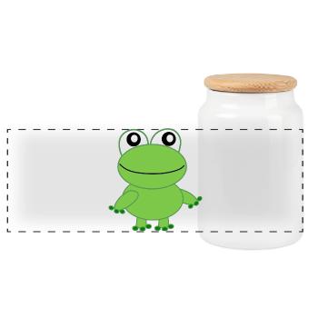 Grenouille - Boîte à biscuits avec couvercle en bois - blanc - Devant