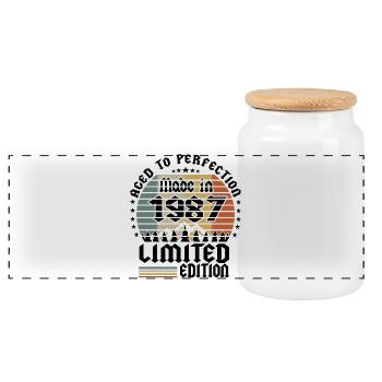 Édition limitée 1987 - Boîte à biscuits avec couvercle en bois - blanc - Devant