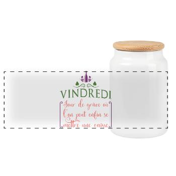 Vindredi jour de grâce où l'on se met une caisse - Boîte à biscuits avec couvercle en bois - blanc - Devant