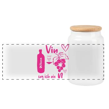 Wine lovers - Panoramic Cookie Jar with Wooden Lid - white - Front