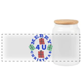 Vibrant Gifts Christmas Design - Panoramic Cookie Jar with Wooden Lid - white - Front