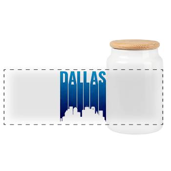 Dallas Skyline Gradient Silhouette - Panorama Keksdose mit Holzdeckel - Weiß - Vorne