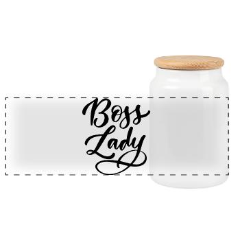 Lady Bos-s - Panoramic Cookie Jar with Wooden Lid - white - Front