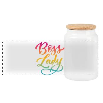 Lady Bos-s - Panoramic Cookie Jar with Wooden Lid - white - Front