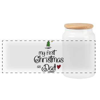 Mon premier Noël en tant que papa - Boîte à biscuits avec couvercle en bois - blanc - Devant