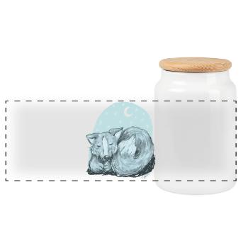Vinja the she-wolf - Panoramic Cookie Jar with Wooden Lid - white - Front