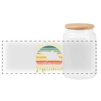 Manta Rays Manta - Panoramic Cookie Jar with Wooden Lid - white - Front