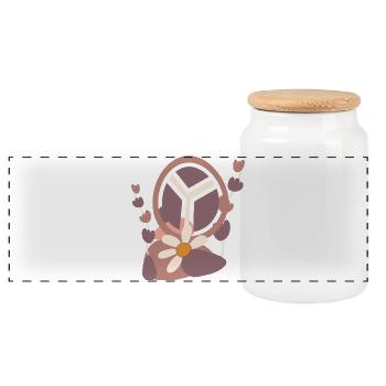 Signe de paix avec fleur - Boîte à biscuits avec couvercle en bois - blanc - Devant