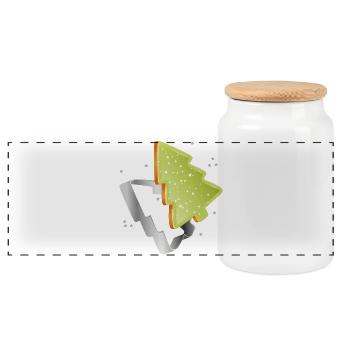 Biscuits au sapin de Noël avec glaçage vert - Boîte à biscuits avec couvercle en bois - blanc - Devant