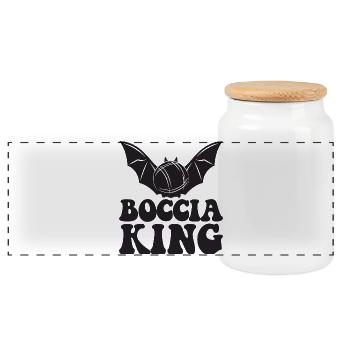Boccia King Boules Ball Halloween Costume Boule - Panoramic Cookie Jar with Wooden Lid - white - Front