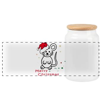 Merry Christmas, Advent - Panoramic Cookie Jar with Wooden Lid - white - Front