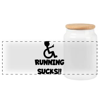 Les personnes en fauteuil roulant n’aiment pas courir # - Boîte à biscuits avec couvercle en bois - blanc - Devant