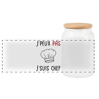 J'peux pas je suis chef (cuisinier) - Boîte à biscuits avec couvercle en bois - blanc - Devant