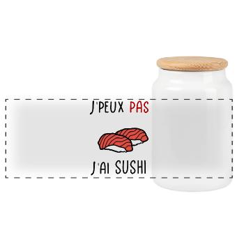 J'peux pas j'ai Sushi - Boîte à biscuits avec couvercle en bois - blanc - Devant