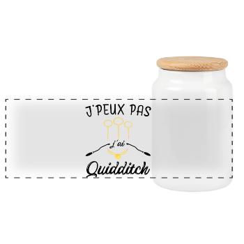 j'peux pas j ai quidditch - Boîte à biscuits avec couvercle en bois - blanc - Devant