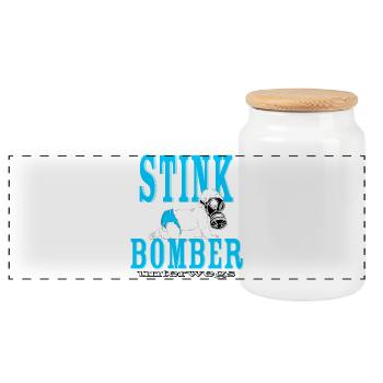 Stinkbomber unterwegs Baby Junge boy Windel blau - Panorama Keksdose mit Holzdeckel - Weiß - Vorne