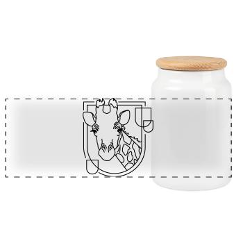 Girafe en forme géométrique - Conception d’art au trait - Boîte à biscuits avec couvercle en bois - blanc - Devant