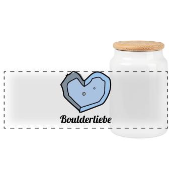 boulderliebe blau text - Panorama Keksdose mit Holzdeckel - Weiß - Vorne