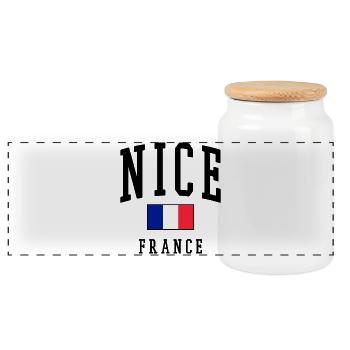 Nizza - Frankreich - Flagge - Panorama Keksdose mit Holzdeckel - Weiß - Vorne