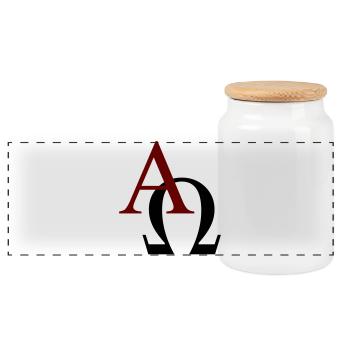 Alpha und Omega - Panorama Keksdose mit Holzdeckel - Weiß - Vorne