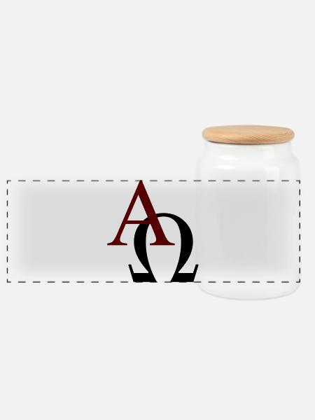 Alpha und Omega - Panorama Keksdose mit Holzdeckel - Weiß