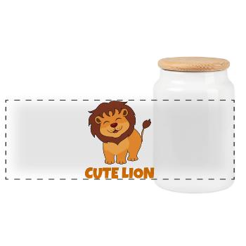 lion, cute lion, savane - Boîte à biscuits avec couvercle en bois - blanc - Devant