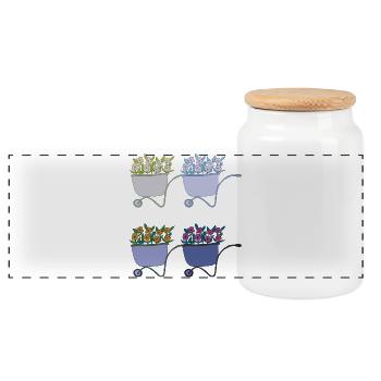 Brouettes 4 fois - Boîte à biscuits avec couvercle en bois - blanc - Devant