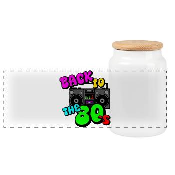 Fête des années 80 , Retour aux années 80 (25) - Boîte à biscuits avec couvercle en bois - blanc - Devant