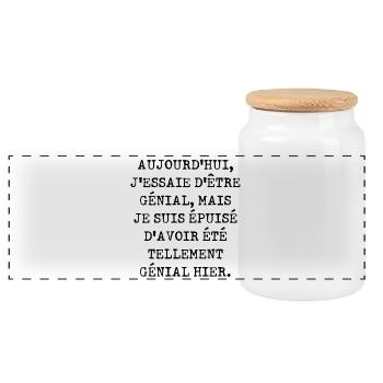 Aujourd'hui j'essaie d'être génial - Boîte à biscuits avec couvercle en bois - blanc - Devant