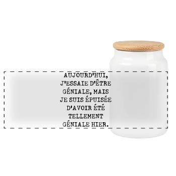 Aujourd'hui j'essaie d'être géniale - Boîte à biscuits avec couvercle en bois - blanc - Devant