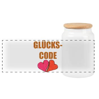 GLÜCKS CODE - Panorama Keksdose mit Holzdeckel - Weiß - Vorne