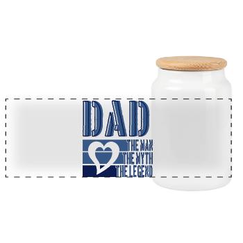 PAPA THE MAN THE MYTH THE LEGEND BLUE HEART - Panoramic Cookie Jar with Wooden Lid - white - Front
