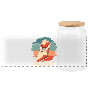 Boule Balls for Bouler Boccia Game Botcha Boule - Panoramic Cookie Jar with Wooden Lid - white - Front