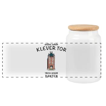 Xanten, Klever Tor,, Allemagne - Boîte à biscuits avec couvercle en bois - blanc - Devant
