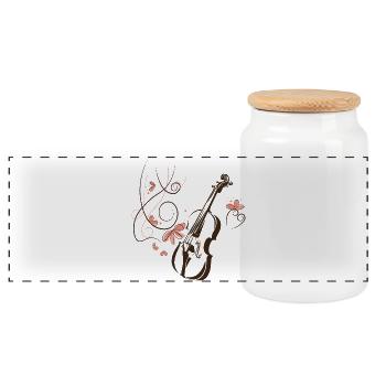 Violine Musiker Blumenranke - Panorama Keksdose mit Holzdeckel - Weiß - Vorne