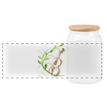 Violon avec vrille de fleurs, musicien - Boîte à biscuits avec couvercle en bois - blanc - Devant