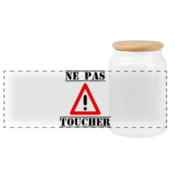 PANNEAU. NE PAS TOUCHER. DANGER. HUMOUR. DRÔLE - Boîte à biscuits avec couvercle en bois - blanc - Devant