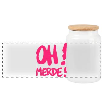 Merde - Boîte à biscuits avec couvercle en bois - blanc - Devant