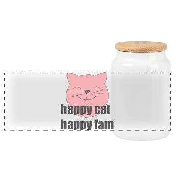 Chat heureux - Boîte à biscuits avec couvercle en bois - blanc - Devant