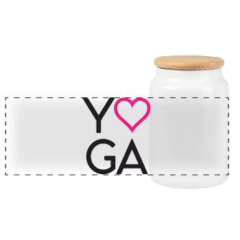 Yoga - Panoramic Cookie Jar with Wooden Lid - white - Front