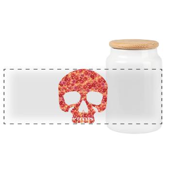 Skull with flowers - Panoramic Cookie Jar with Wooden Lid - white - Front