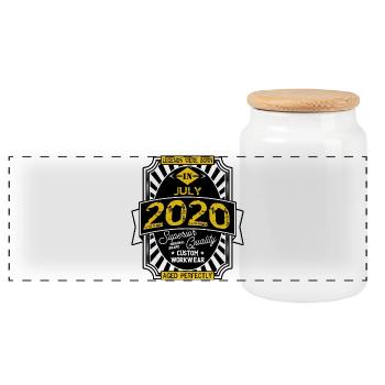 Juillet 2020 Légendes Né(e)s Badge - Boîte à biscuits avec couvercle en bois - blanc - Devant