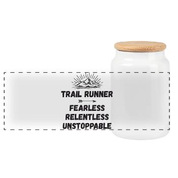 Trail Runner - Intrépide. Implacable. Imparable. - Boîte à biscuits avec couvercle en bois - blanc - Devant