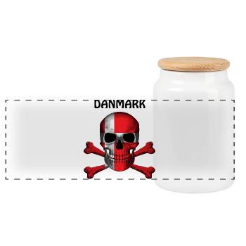 Skull Jolly Roger Pirate Flag Danmark R6Z - Panorama Keksdose mit Holzdeckel - Weiß - Vorne