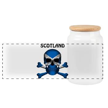 Skull Jolly Roger Pirate Flag Scotland R6Z - Panoramic Cookie Jar with Wooden Lid - white - Front
