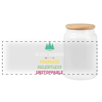 Ultra Runnner - Furchtlos. Unerbittlich. Unaufhaltsam. - Panorama Keksdose mit Holzdeckel - Weiß - Vorne