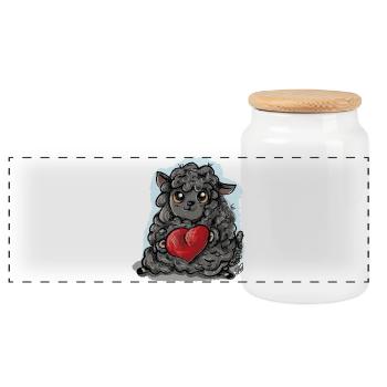 Black Sheep - Panoramic Cookie Jar with Wooden Lid - white - Front