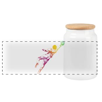 Croquis du gardien de but - Boîte à biscuits avec couvercle en bois - blanc - Devant